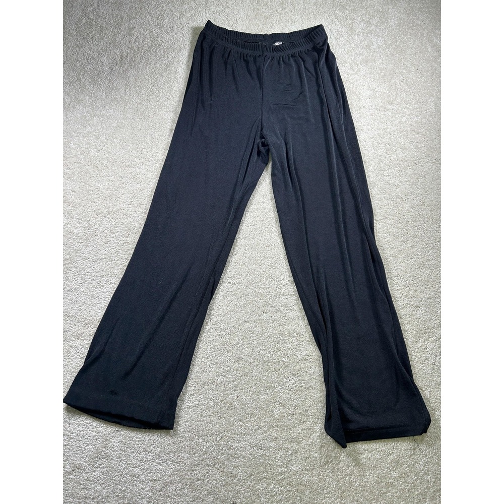 Kathie Lee Collection Pants Womens Large Black Wide Leg Pull On Stretch Lounge‎